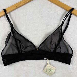 Clo Intimo Black Sheer Mesh Bralette Adjustable Straps Star Charm Small NWT